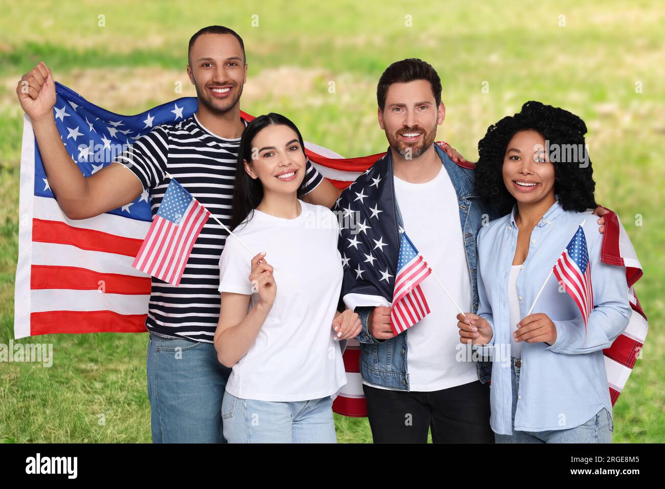 4th of July - Independence day of America. Happy friends with national ...