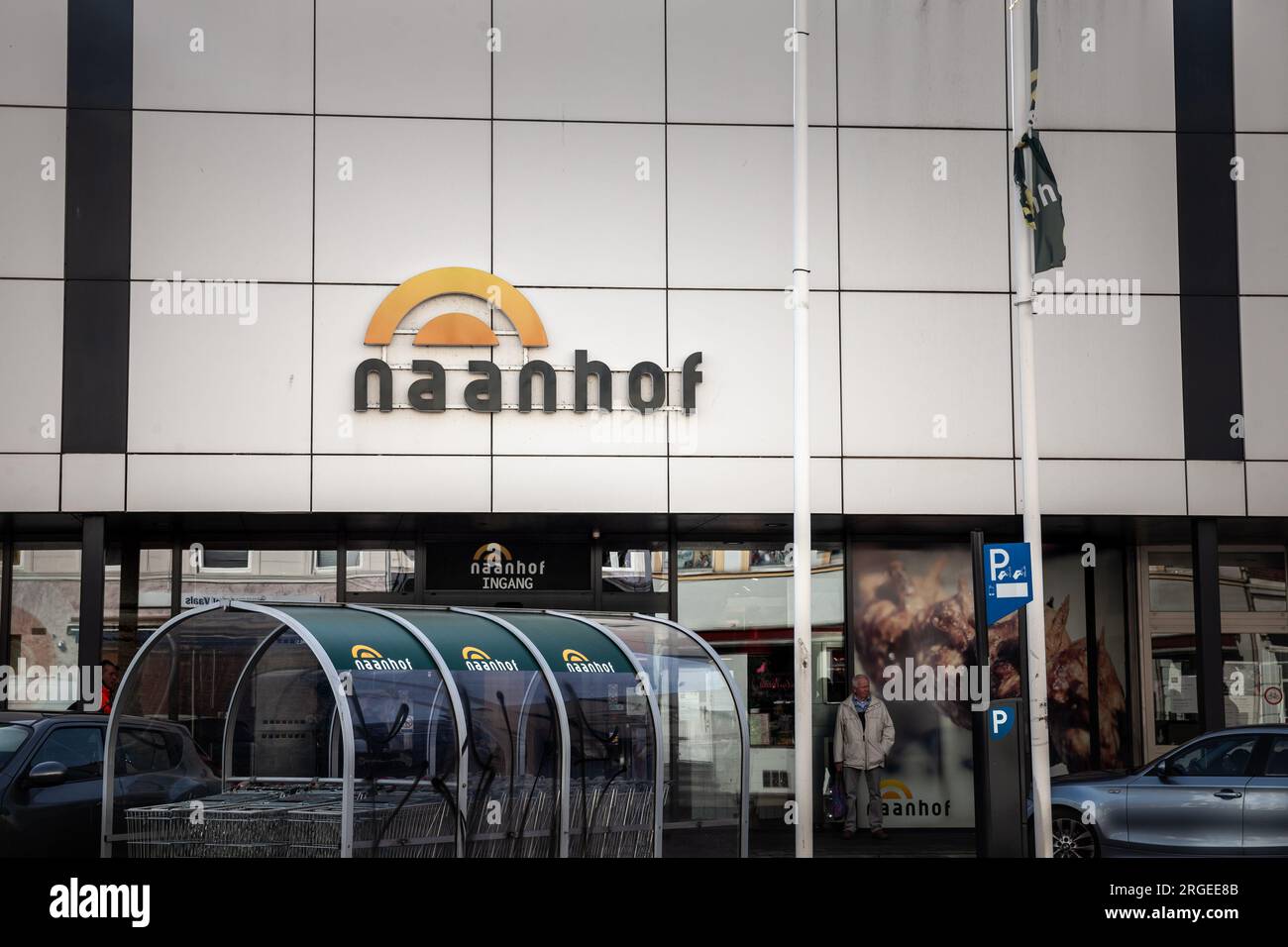 Picture of a sign with the logo of Naanhof on their main restaurant for  Vaals, Netherlands. Naanhof is a dutch chain of fast food and restaurants  spec Stock Photo - Alamy