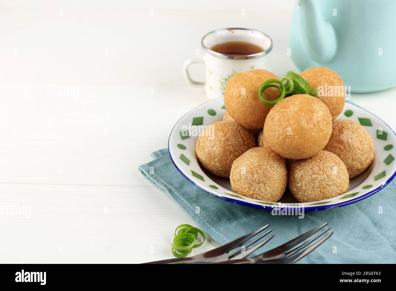 Fried Round Tofu or Tahu Bulat Goreng, Indonesian Favorite Dish, Deep Fried and Seasoned with