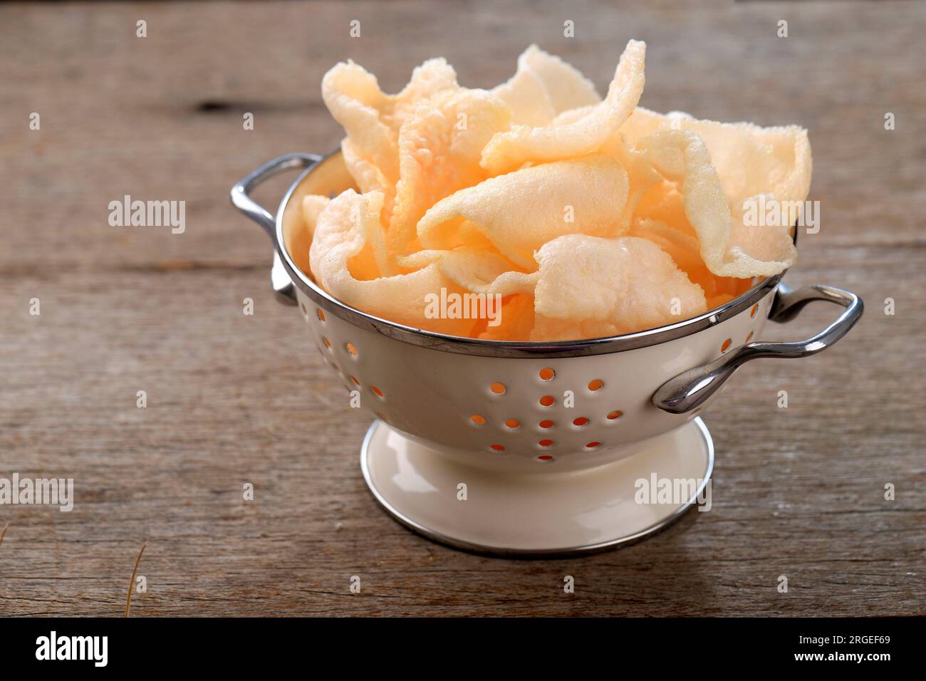 Kerupuk, Fried Crispy Crunchy Crackers Made from Flour and Spice. Popular Side Dish in Indonesian Menu. Stock Photo
