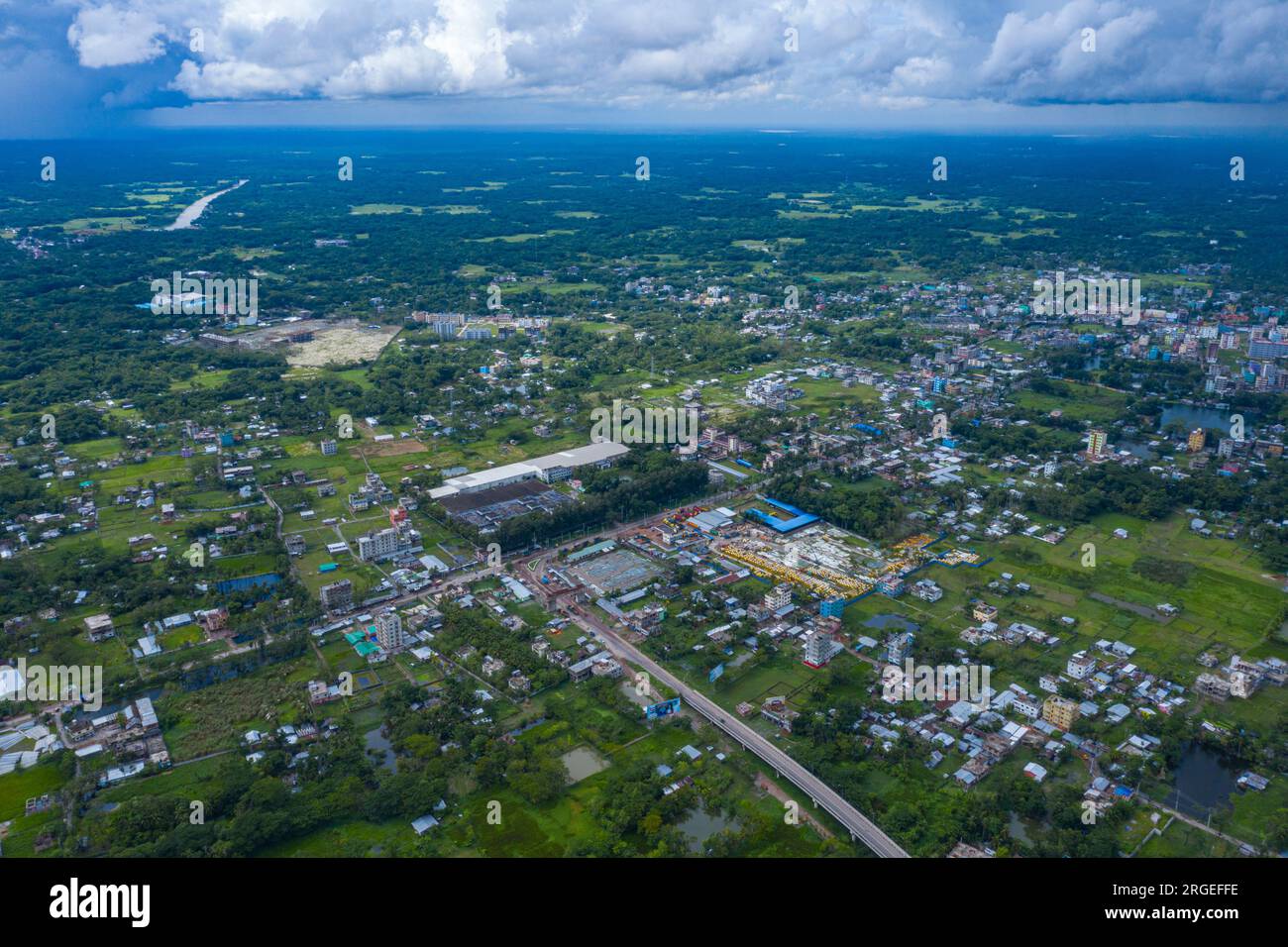 Aerial view of a part of the Barisal city, Bangladesh Stock Photo