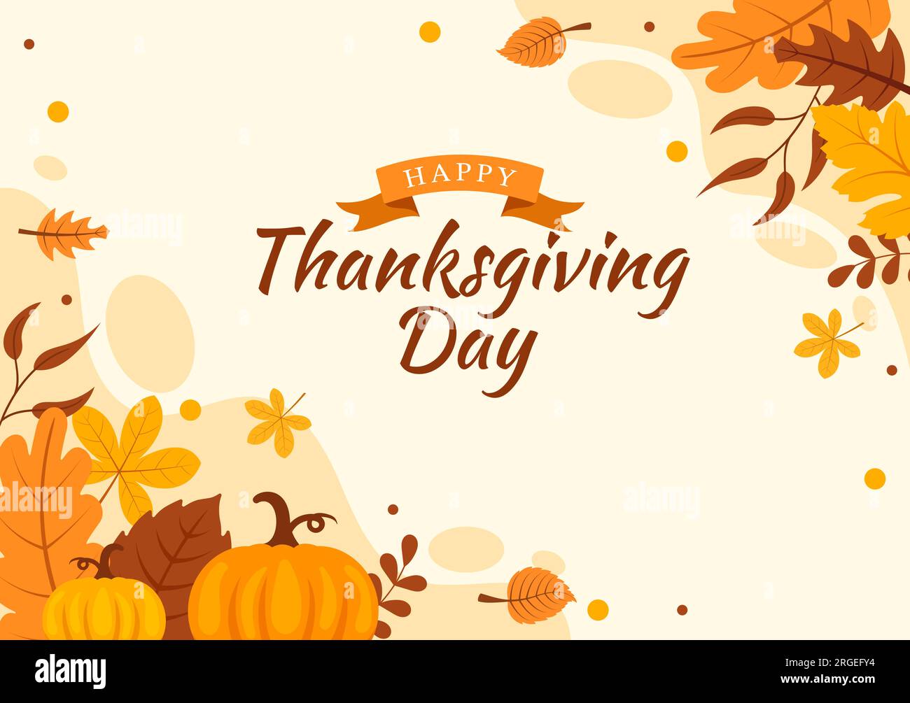 Happy Thanksgiving Day Vector Illustration with Turkey Bird, Pumpkin ...