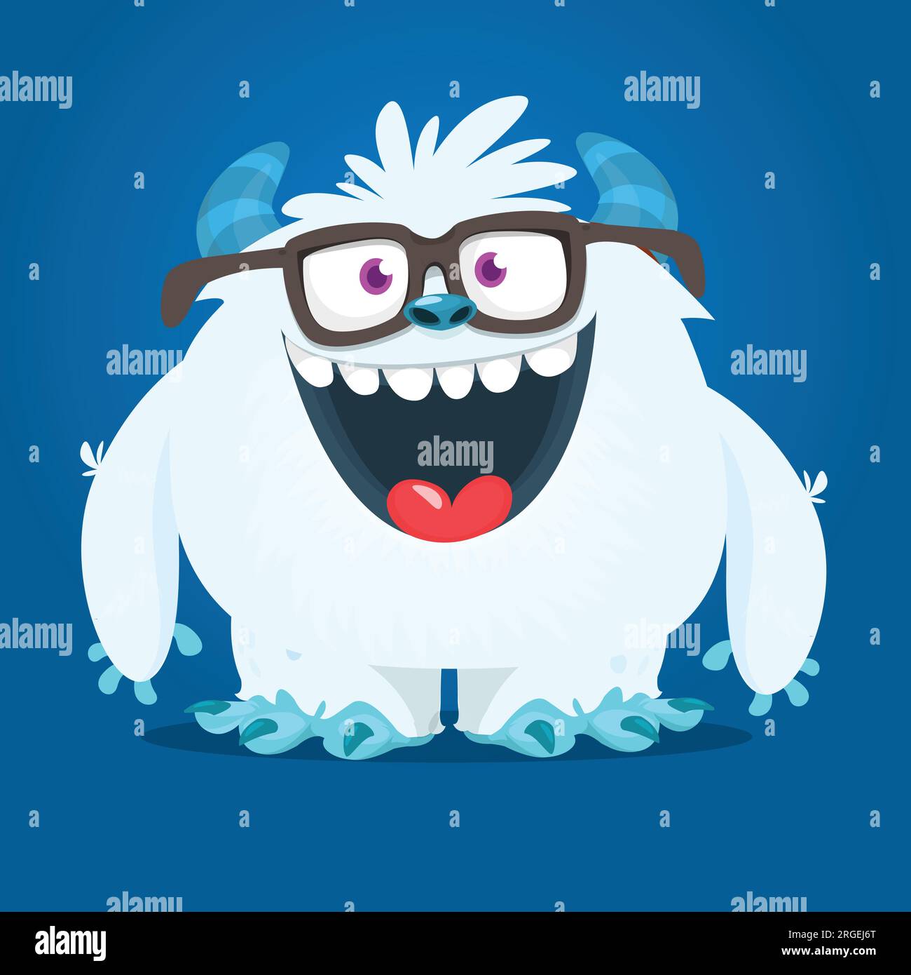 Funny cartoon smiling monster white furry yeti . Halloween Illustration of  happy bigfoot creature. Package or logo design. Vector isolated Stock  Vector Image & Art - Alamy