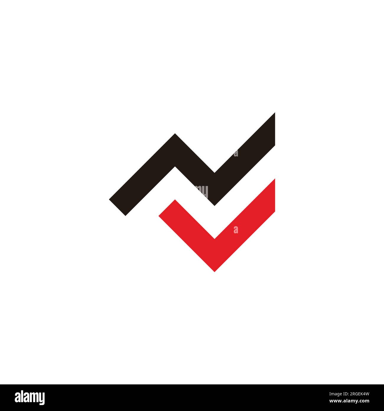 letter nv simple geometric chart logo vector Stock Vector