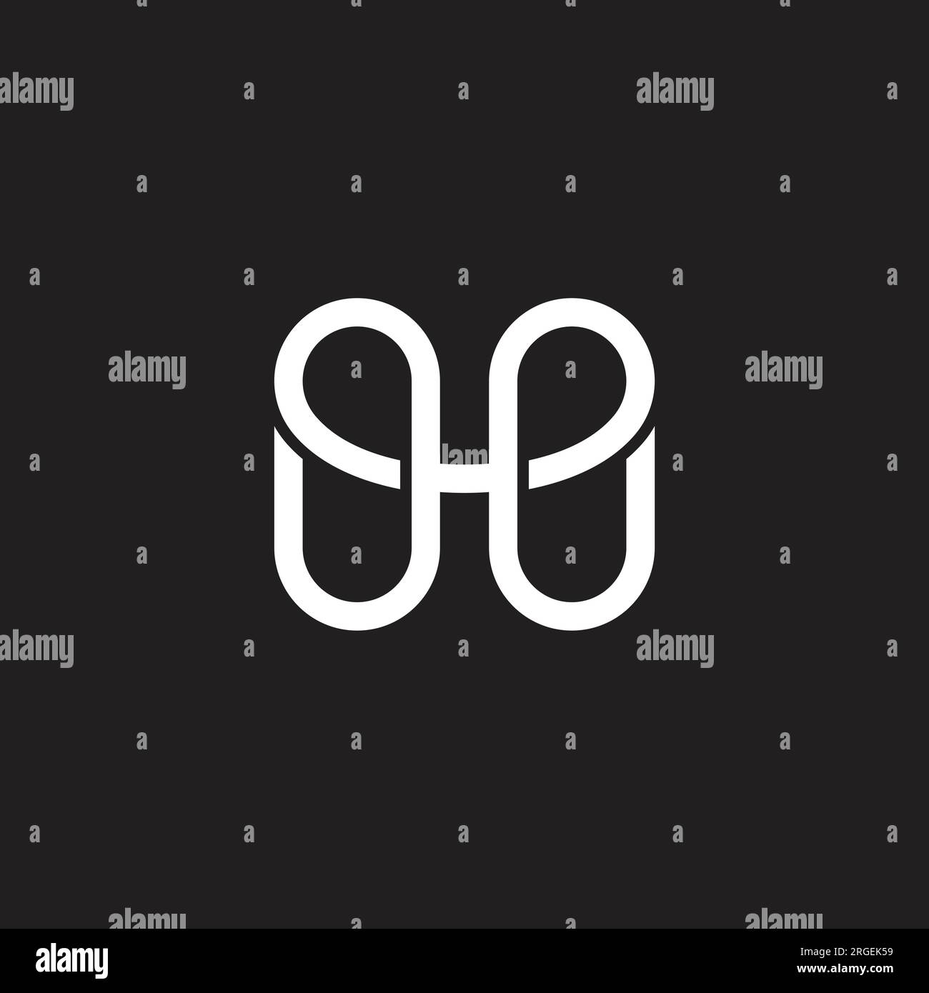 letter he simple overlap geometric logo vector Stock Vector