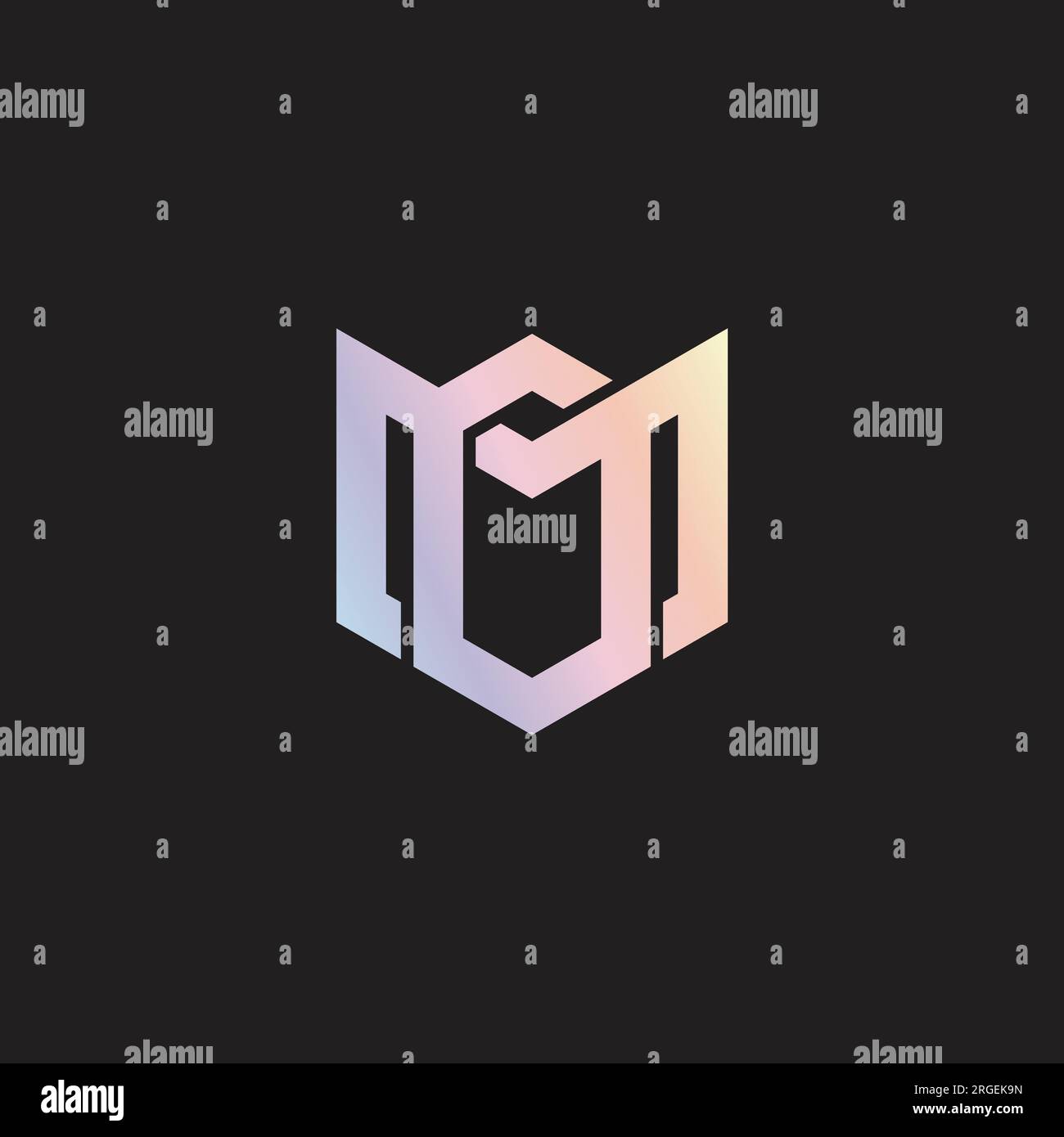 letter mo linked geometric gradient logo vector Stock Vector