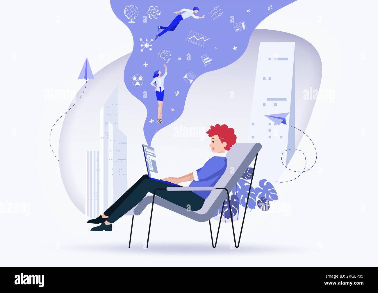Online assistant at work. promotion in the network. manager at a remote job.Vector illustration. Stock Vector