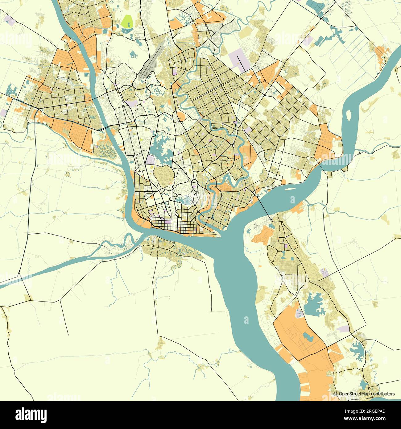 Vector city map of Yangon, Myanmar (Burma) Stock Vector