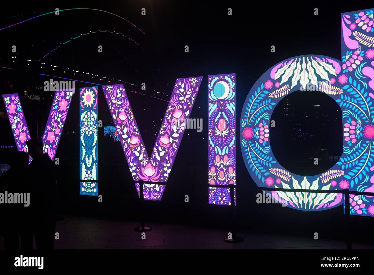 VIVID LETTERS LIGHT INSTALLATION with Sydney Harbour Bridge as a ...