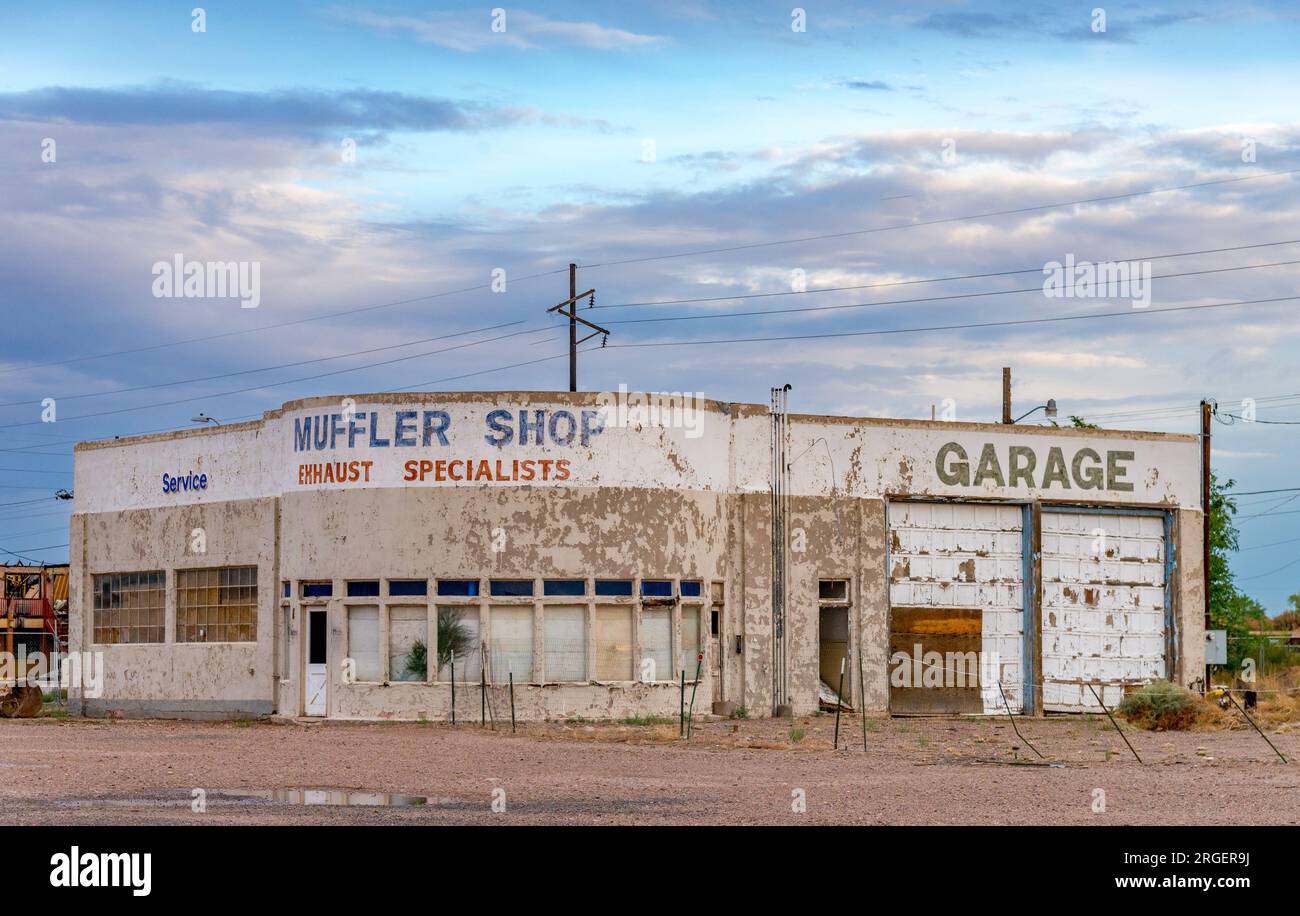 A muffler shop on the iconic Route 66 in Holbrook Arizona. Photo by Liz Roll Stock Photo Alamy