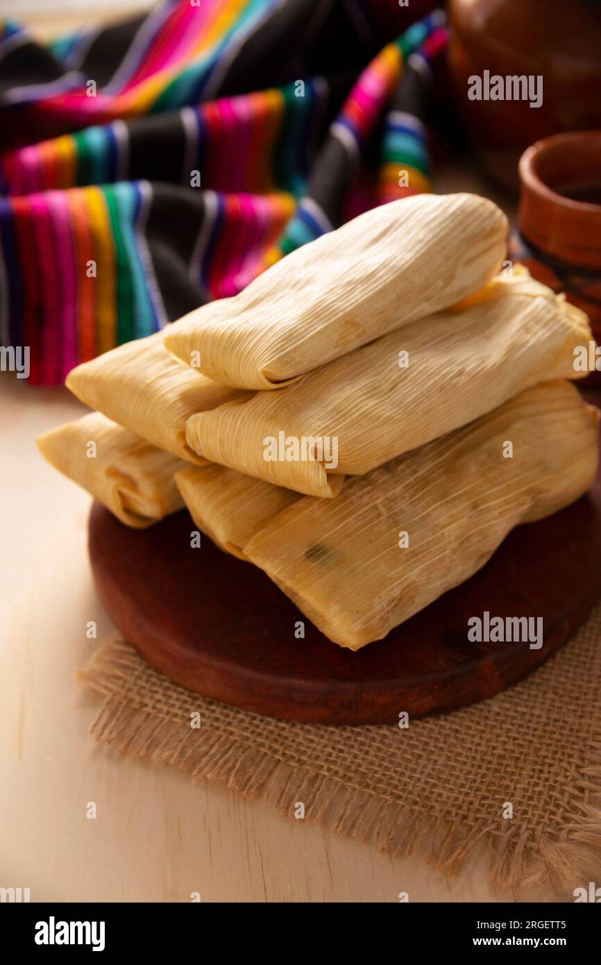 Tamales. Prehispanic dish typical of Mexico and some Latin American countries. Corn dough