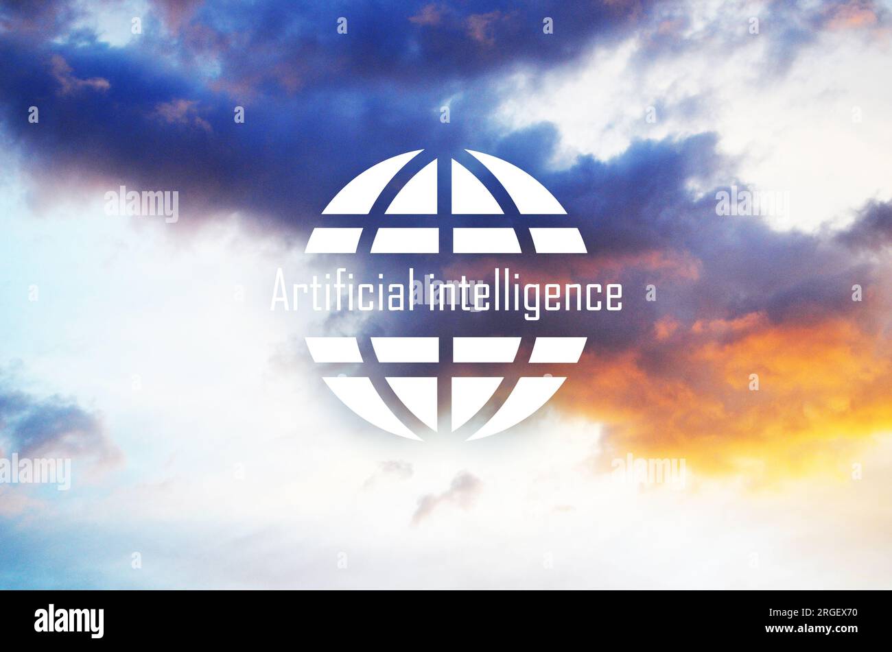 AI sign on sky background Stock Photo