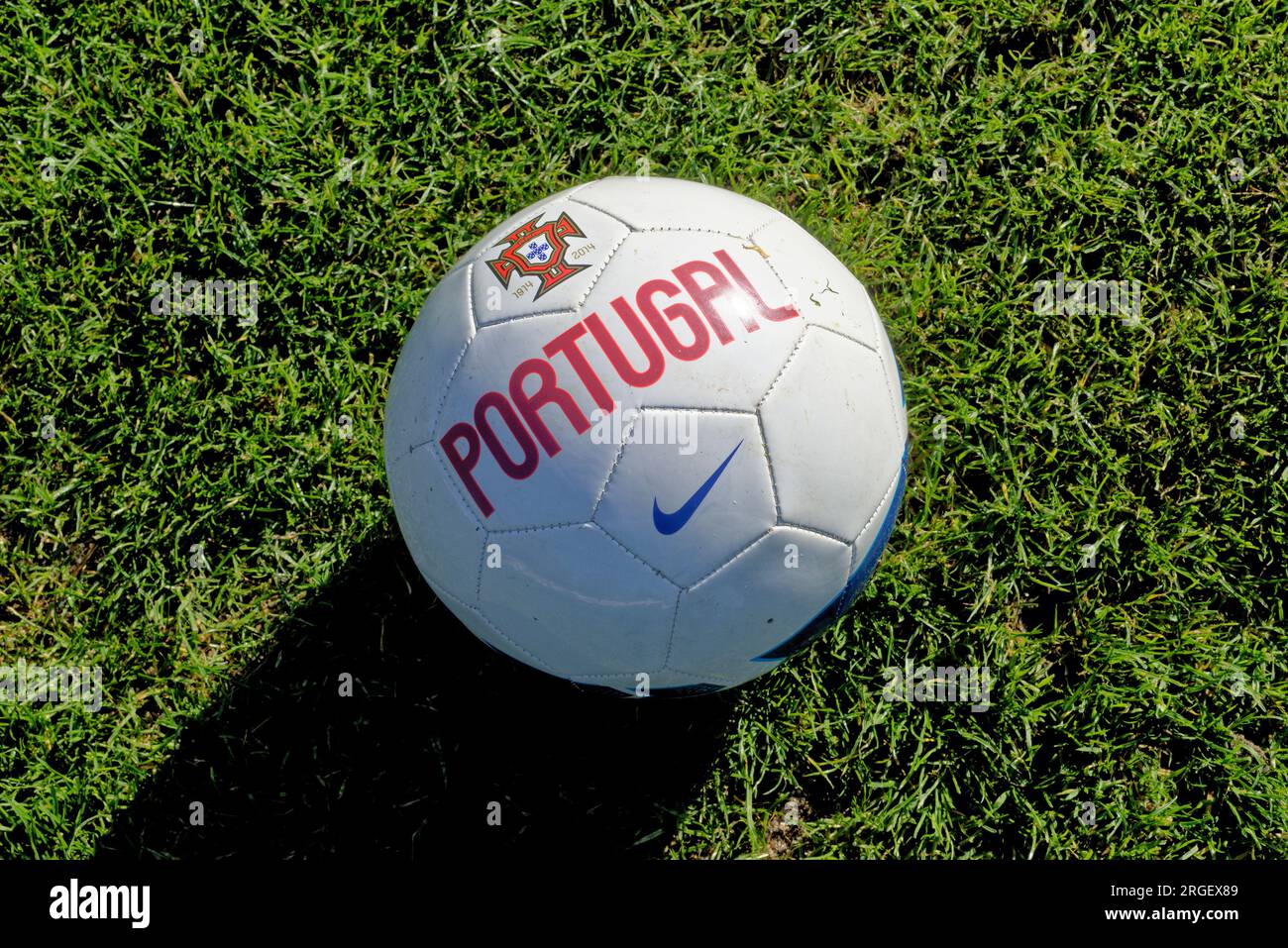 Closed up with Portugal Football or Soccer ball game sports in Alcanena