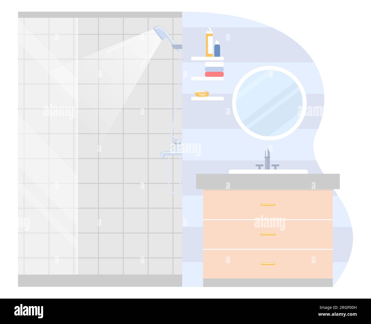 Modern bathroom interior design flat vector illustration Stock Vector ...