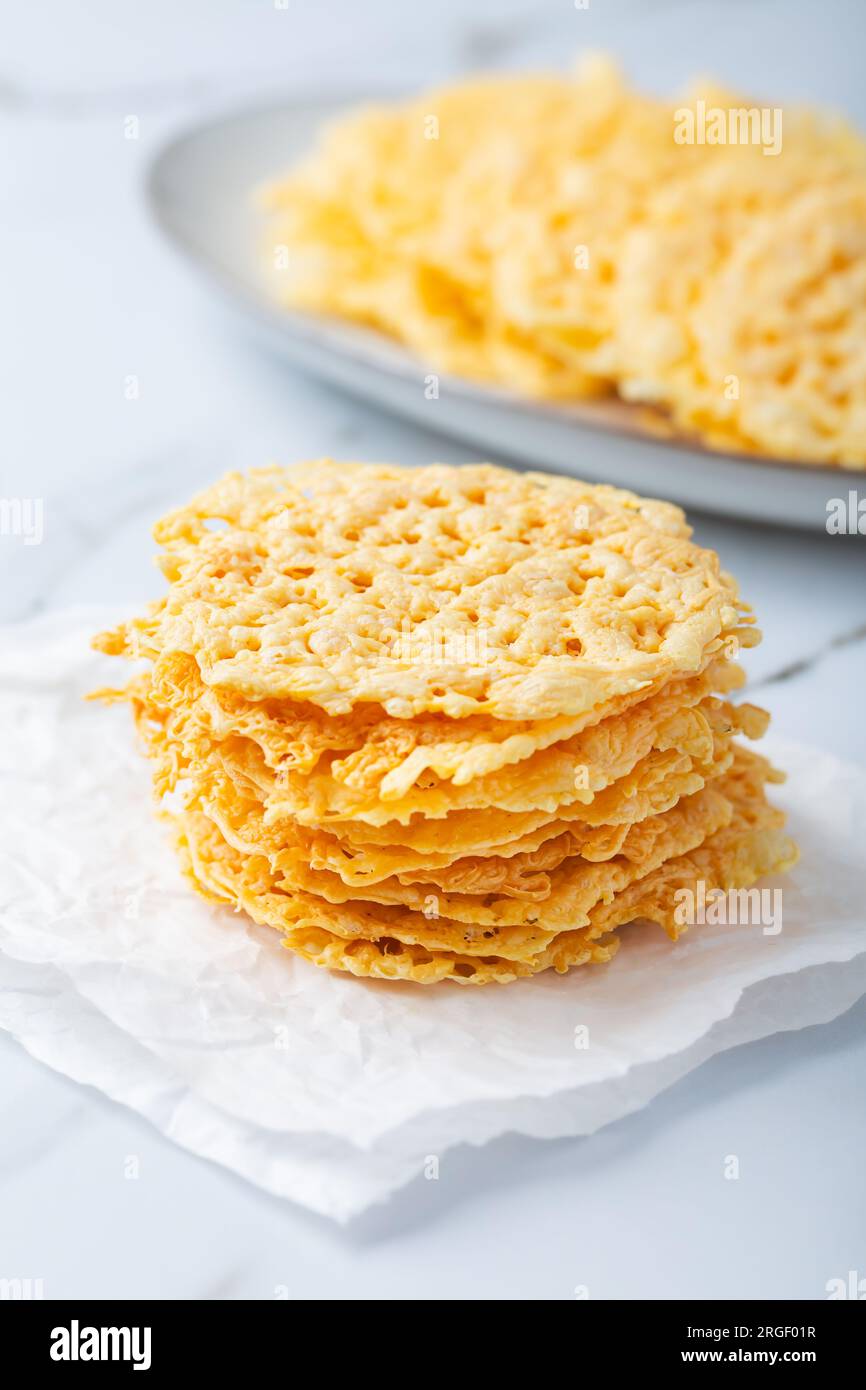 Parmesan cheese cracker chips. Grain Free Dippable Crispy Cheddar