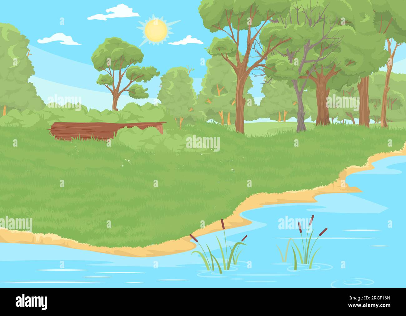 River side landscape summer season vector background Stock Vector Image ...