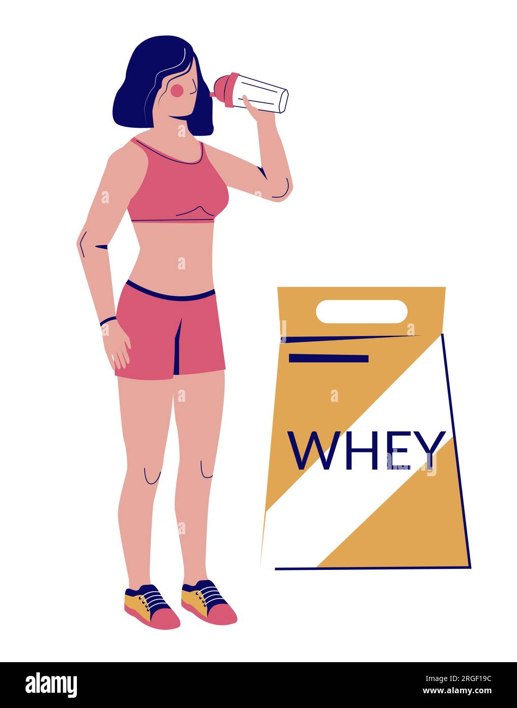 Fitness Woman Drinking Whey Cocktail Sports Nutrition Stock Vector fitness-woman-drinking-whey-cocktail-sports-nutrition-stock-vector
