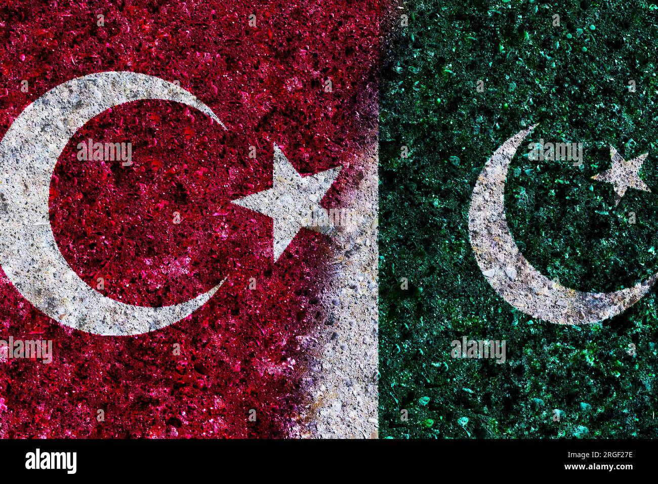 Turkey and Pakistan flags together. Turkey and Pakistan flags on wall