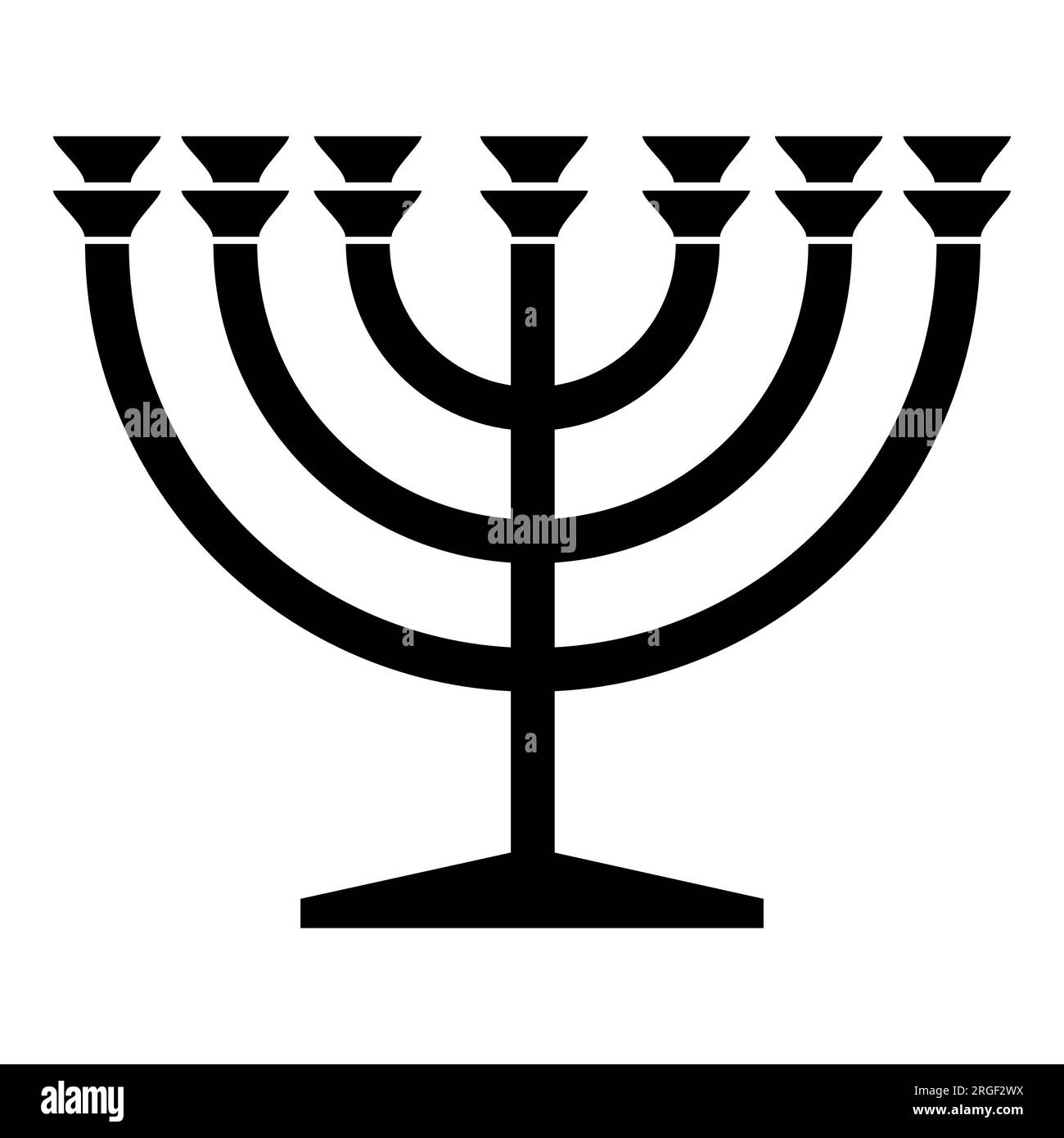 Hanukkah menorah candelabrum with nine lit candles flat vector icon for holiday apps and websites Stock Vector