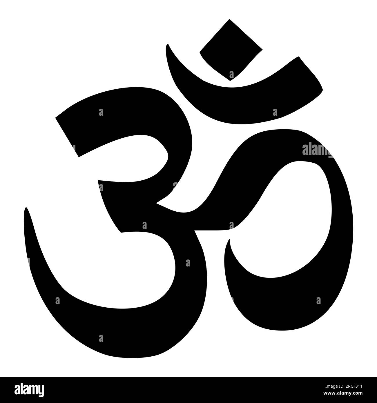 Om / Aum - symbol of Hinduism flat icon for apps and websites. Vector logo black flat scalable. Stock Vector