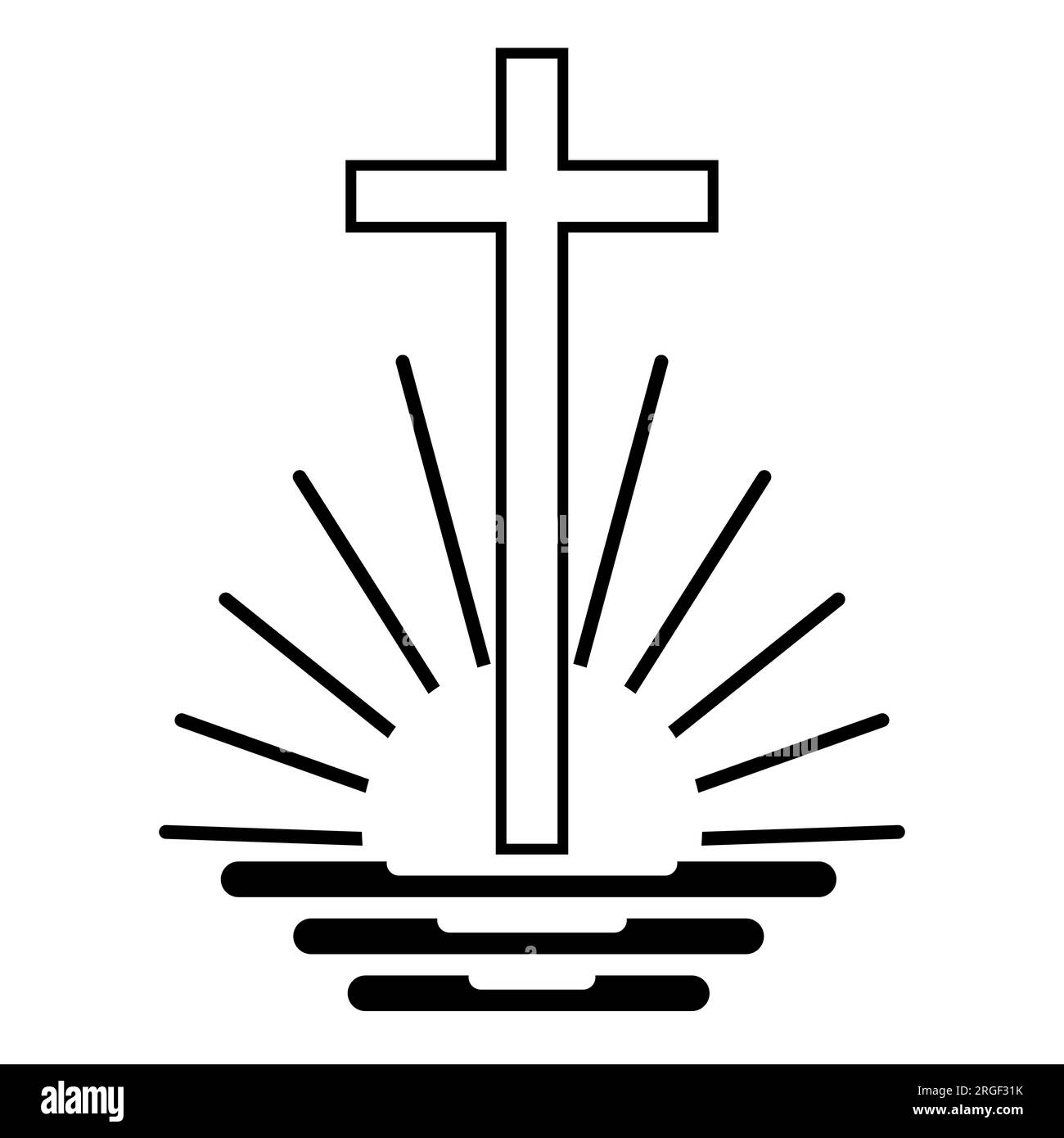 New apostolic symbol flat vector icon for holiday apps and websites. Vector file eps 10. Cross with bible and sun. Stock Vector
