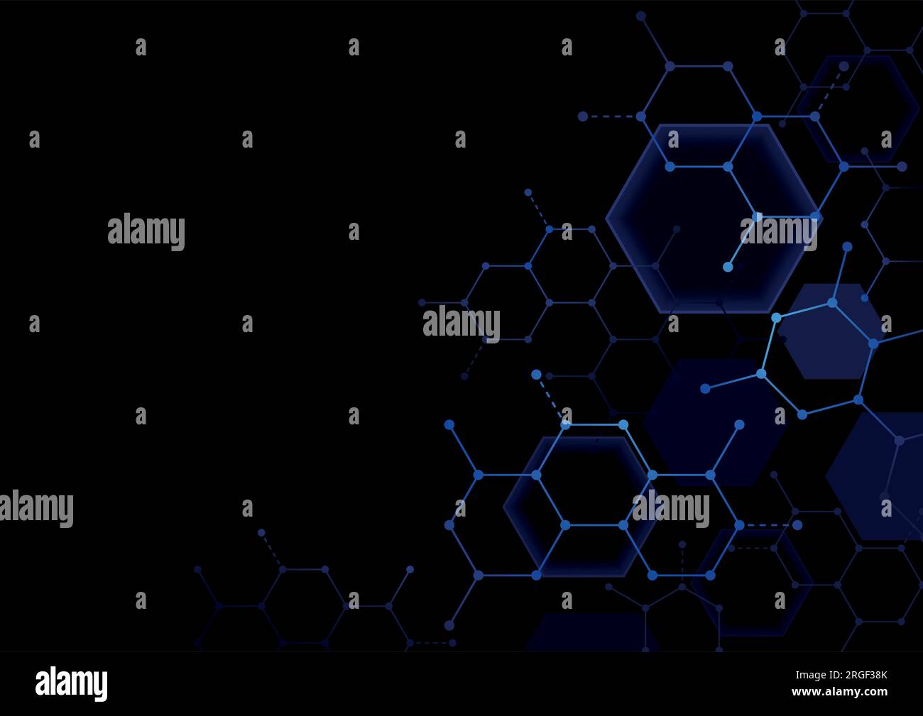 Black Background with Blue Hexagonal Shapes Stock Vector Image & Art ...