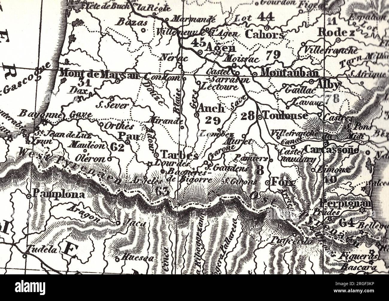 A historic black and white geographical map of the border between