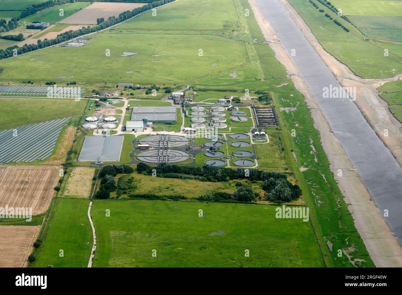 An aerial image of United Utilities Water Treatment works, Near