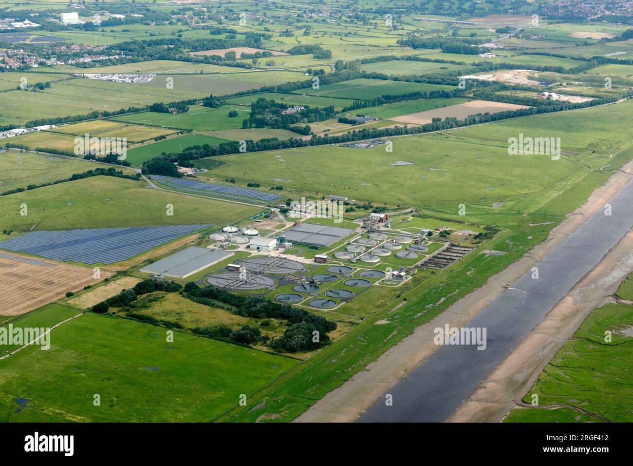 An aerial image of United Utilities Water Treatment works, Near