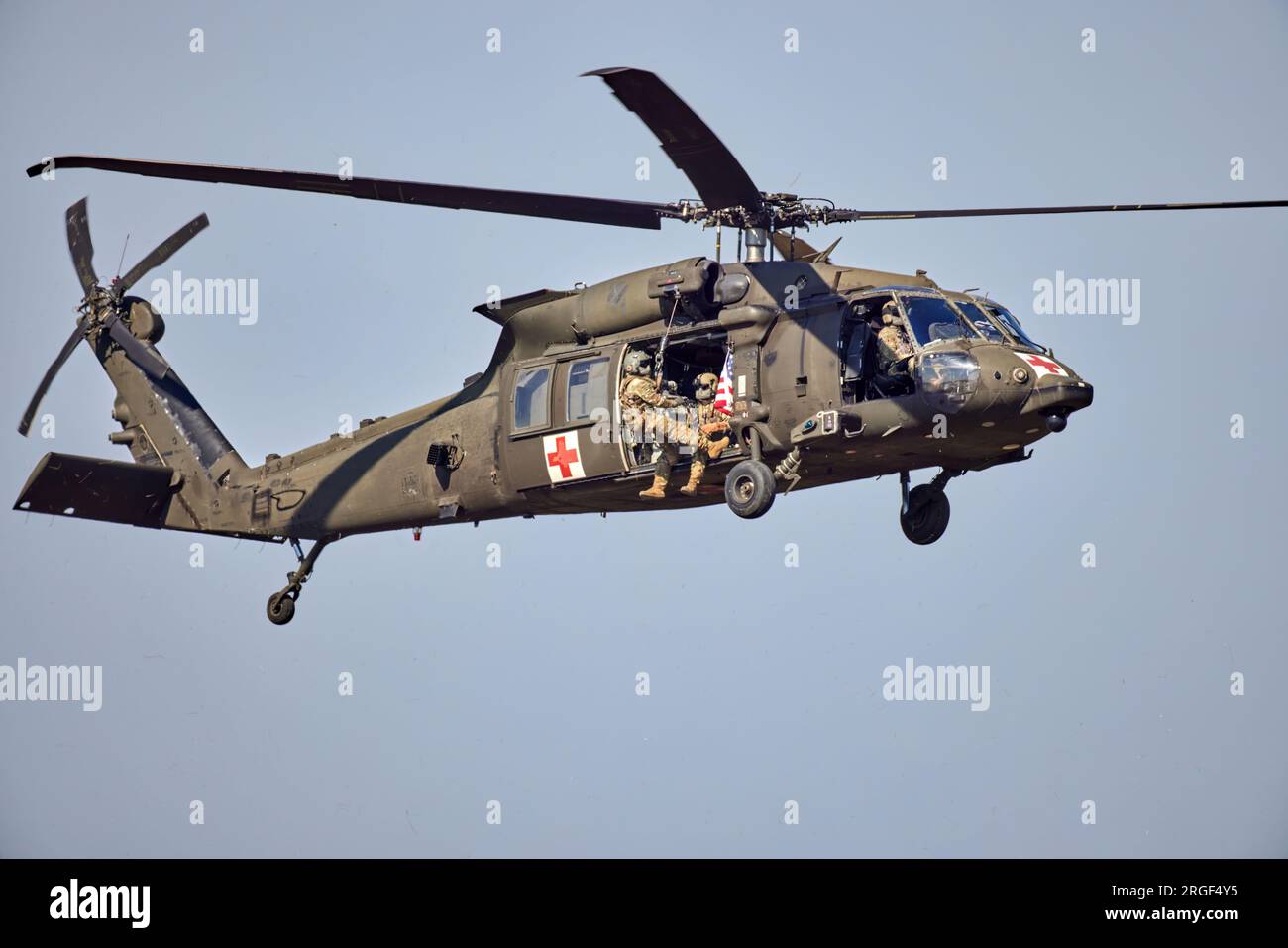 UH 60 Black Hawk medavec search and rescue (SAR) helicopter used by the U.S. Army for medical evacuation Stock Photo