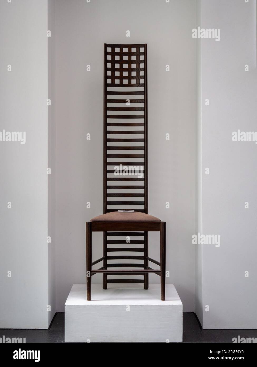 78 Derngate, the Charles Rennie Mackintosh House, Northampton, UK; ladderback chair in the Hill House style Stock Photo