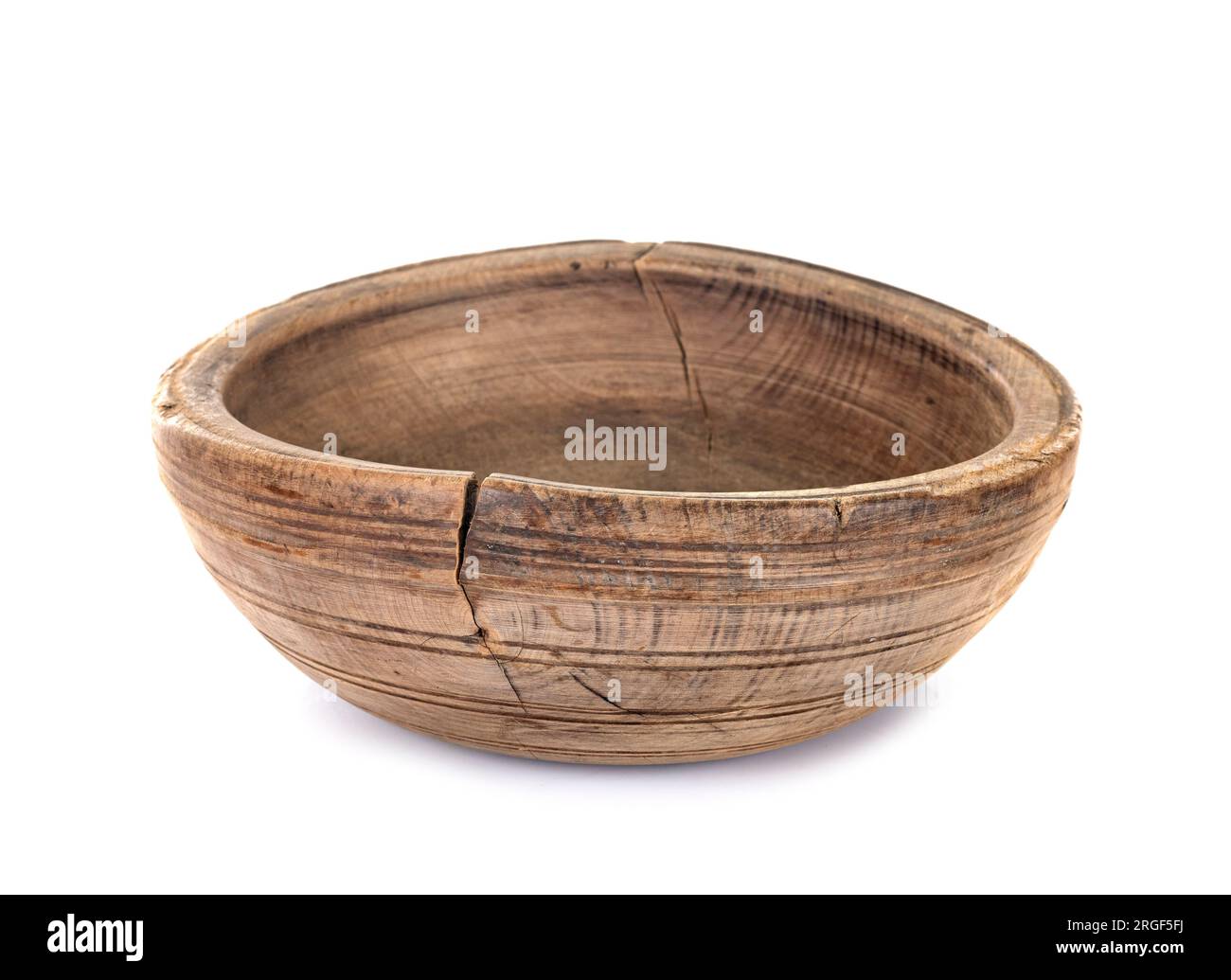 wood bowl in front of white background Stock Photo