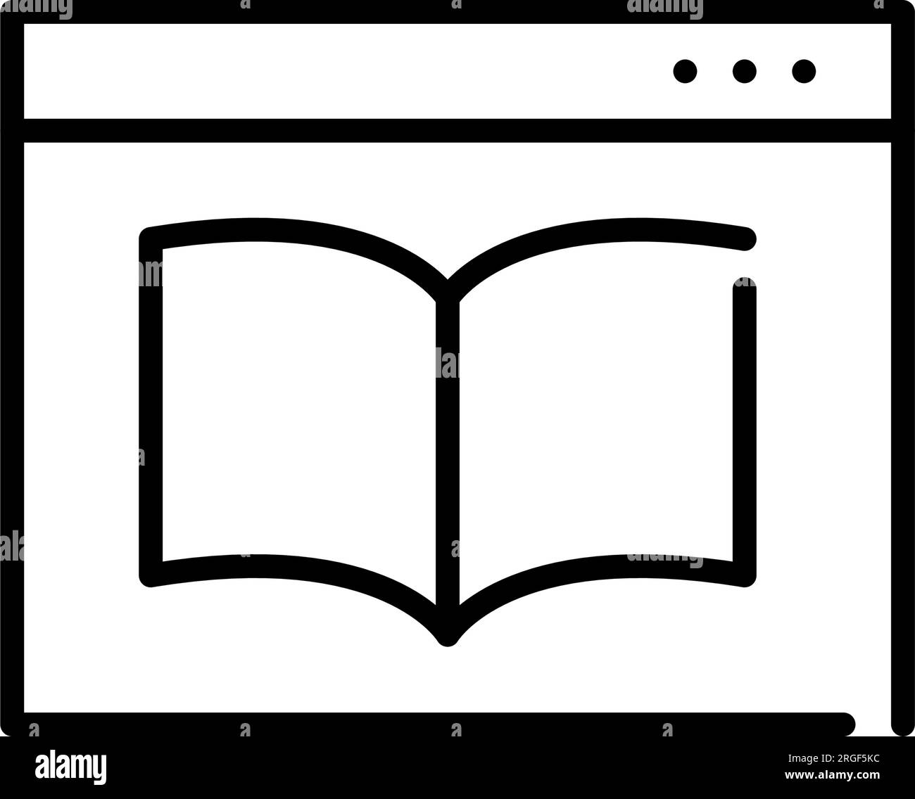 Open book in a web browser. Electronic library online. Pixel perfect, editable stroke Stock Vector