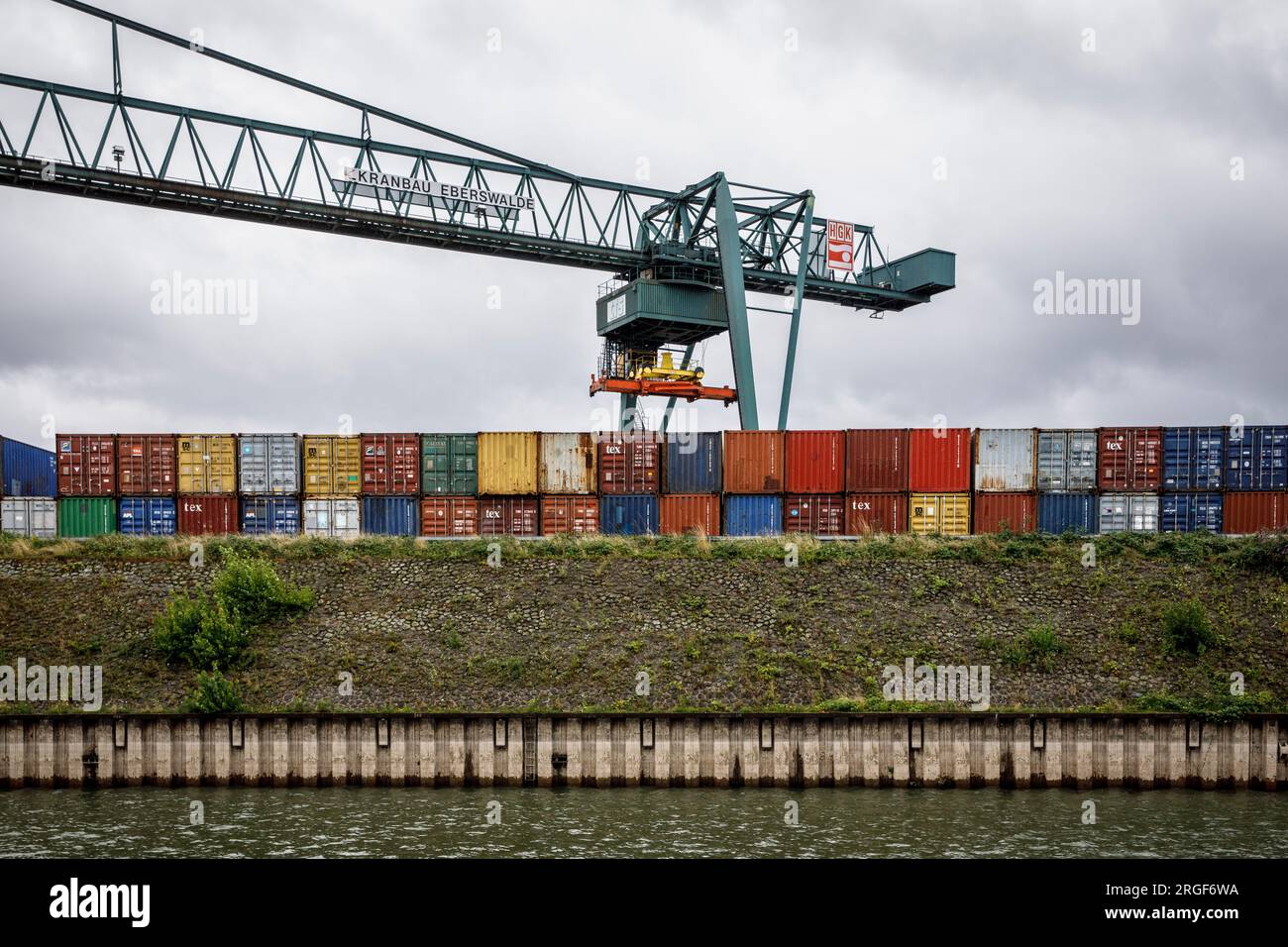 container and gantry crane in the container terminal of the Rhine port