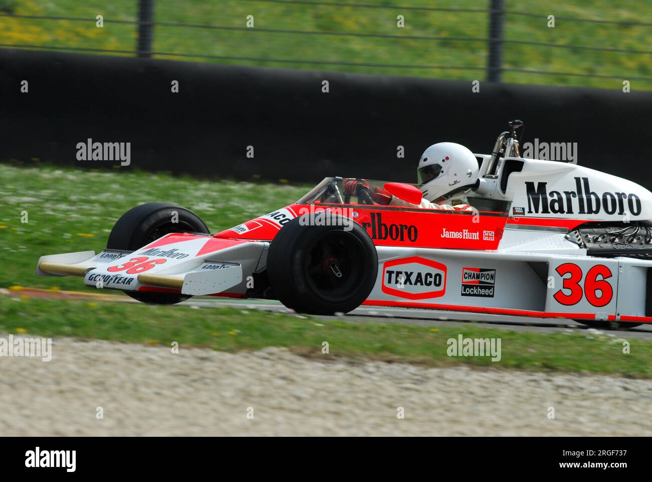 Mugello Circuit 1 April 2007: Unknown run on Classic F1 Car 1976 McLaren M23 ex James Hunt on Mugello Circuit in Italy during Mugello Historic Festiva Stock Photo