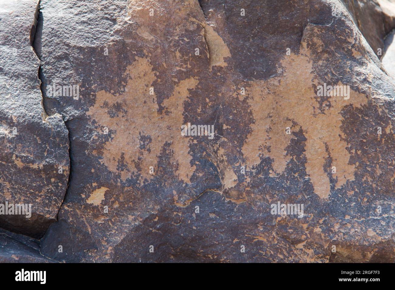 Graffiti Rock on stones in mardama mountains in town near riyadh provenience in Saudi Arabia Stock Photo