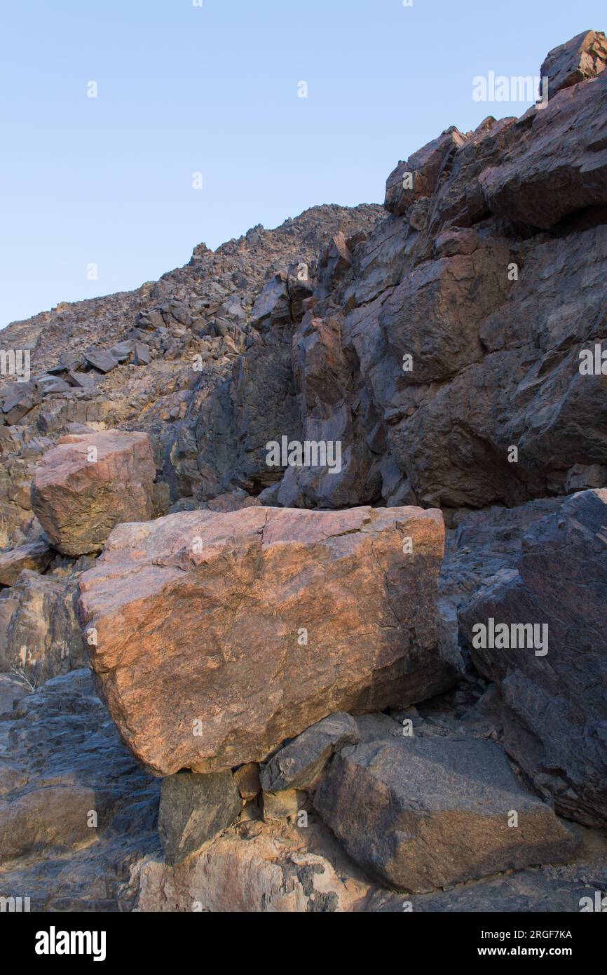 mountains and hills  in a town near riyadh in Saudi Arabia Stock Photo