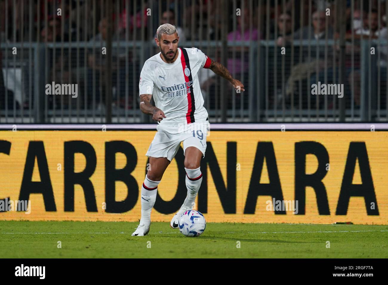 Monza, Italy - August 8, 2023, Theo Hernández (#19 AC Milan) during the Trofeo Silvio Berlusconi, Silvio Berlusconi Trophy, football match between AC Monza and AC Milan on August 8, 2023 at U-Power Stadium in Monza, Italy - Photo Morgese Stock Photo