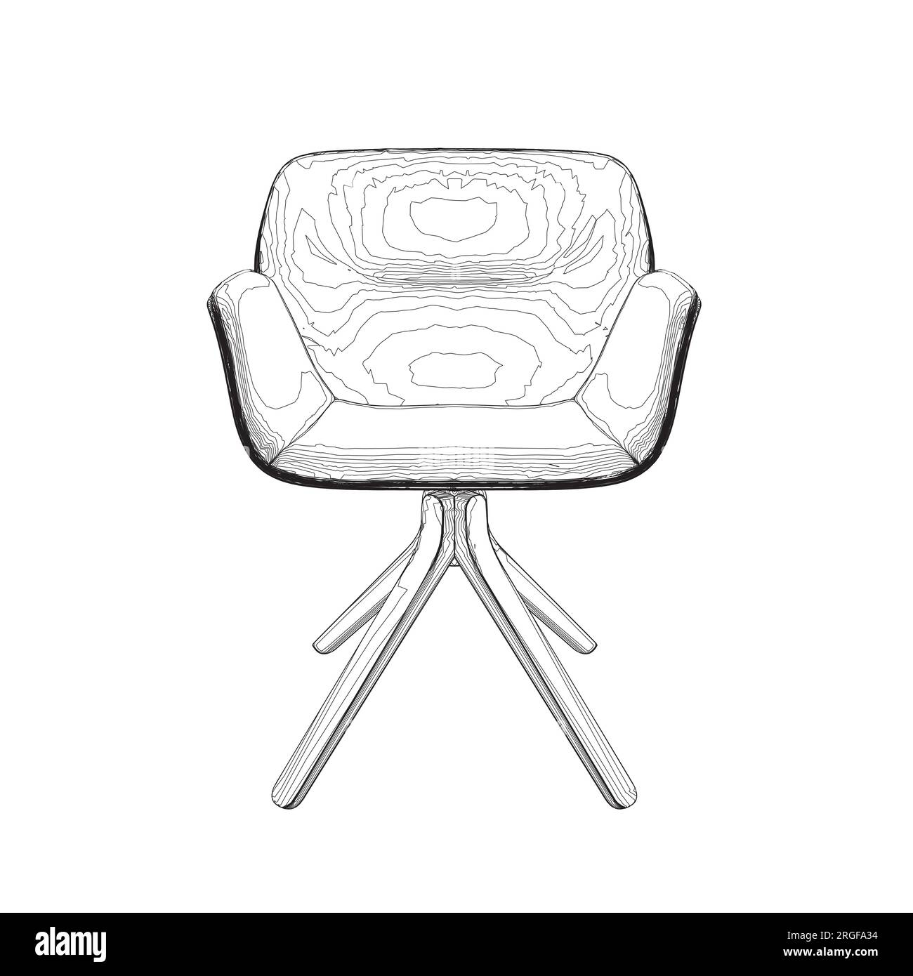 Vector contour image of a chair in black and white. Vector armchair ...