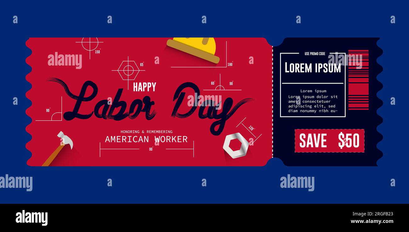 Happy Labor Day September 4th concepts. Labor Day ticket poster and