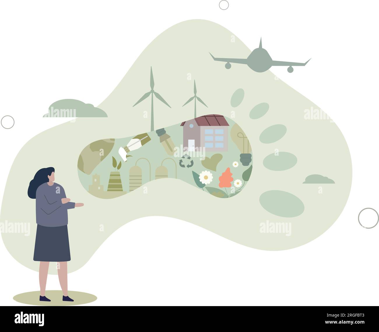 Carbon footprint effect and CO2 emission problem reduce .flat vector