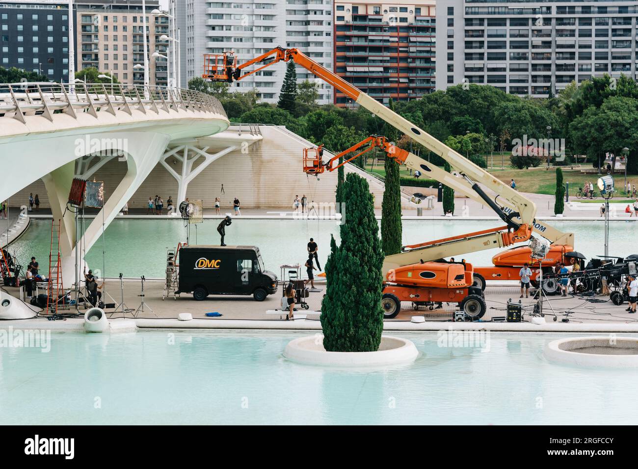 Valencia, Spain July 30, 2023 Filming a movie scene with FX or