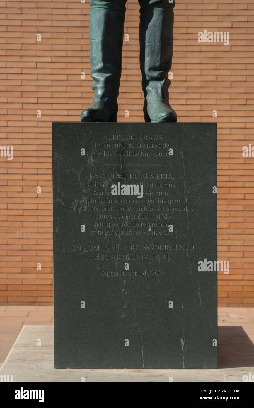 ALMERIA, SPAIN 28 MARCH 2023 Monument erected in memory of Alfredo