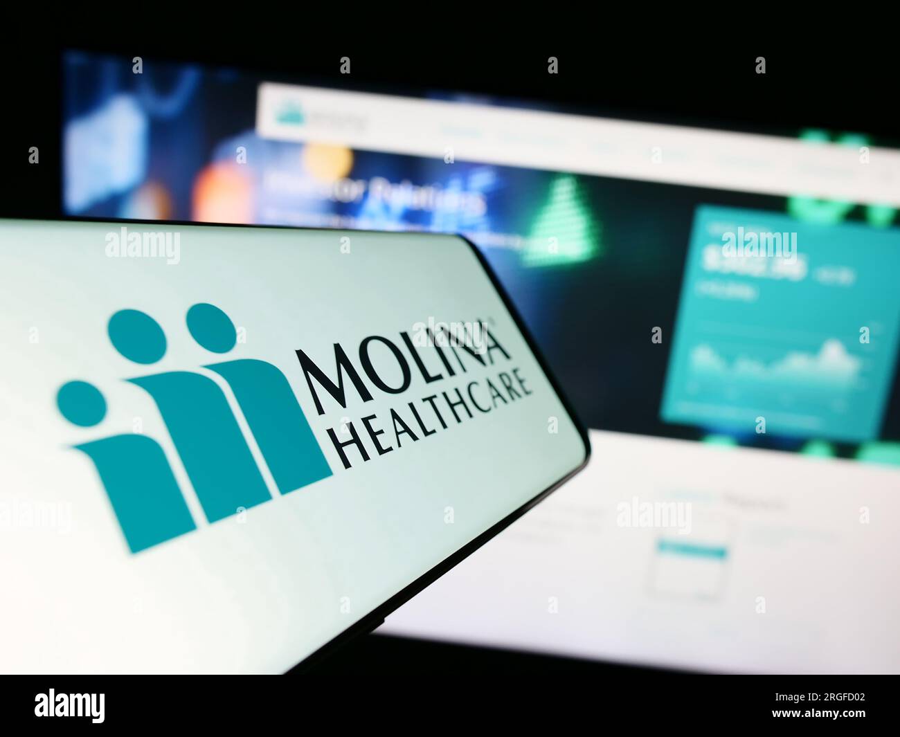 Smartphone with logo of US managed care company Molina Healthcare Inc