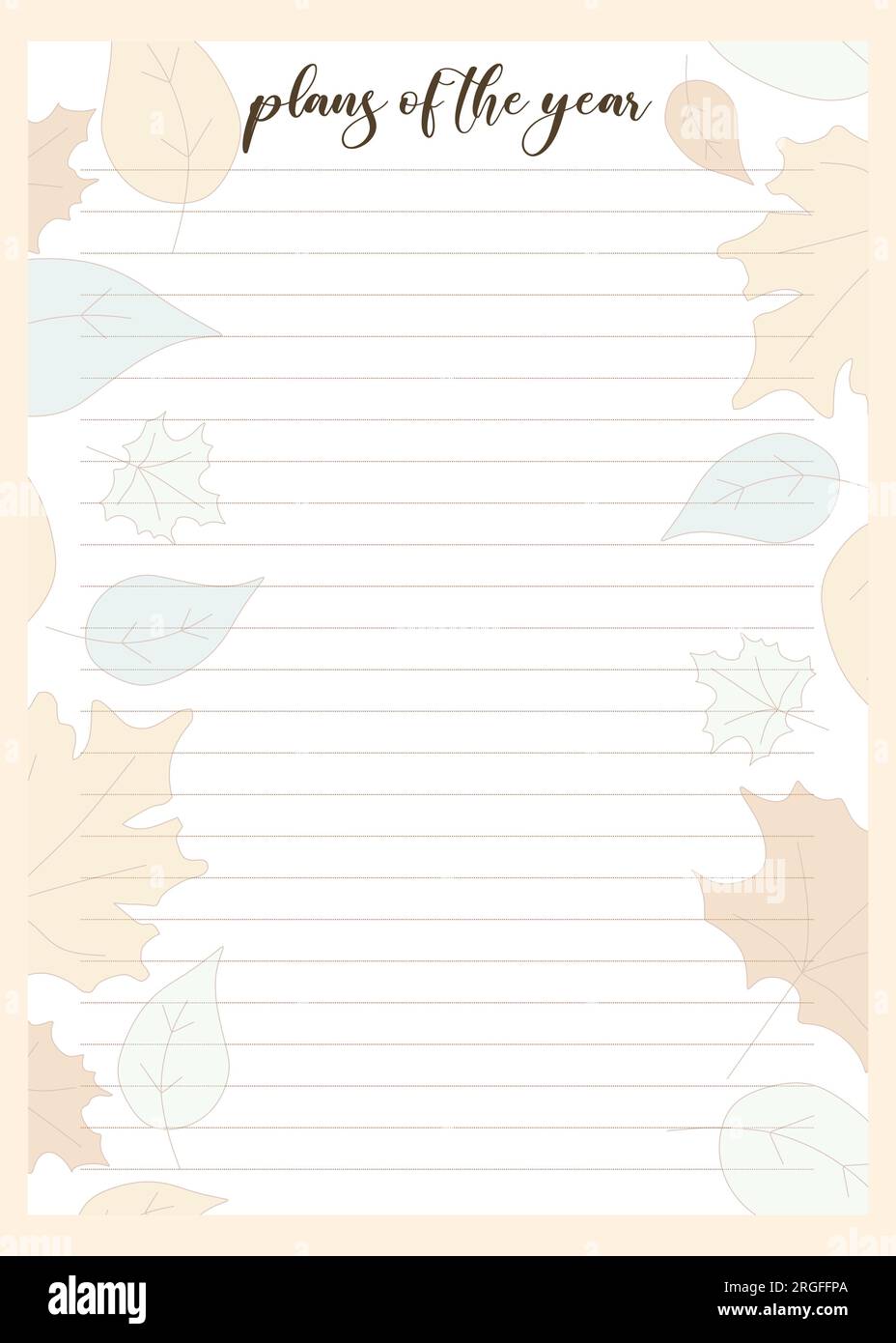Planer page template. Autumn vector background for Notebook