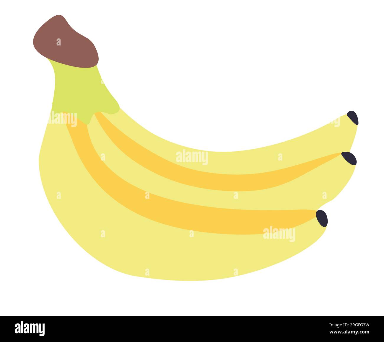 Flat style banana. Vector color illustration isolated on white background. Sweet fresh Fruit icon. Hand drawn Design element for logo, textile, shirt. Stock Vector