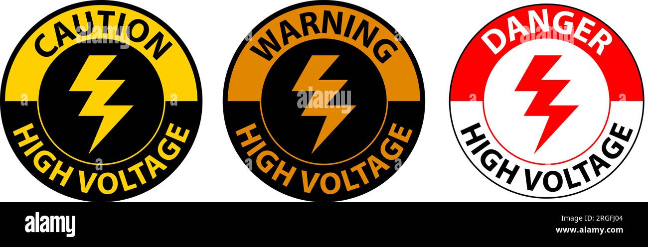 Floor Sign, Danger High Voltage Stock Vector