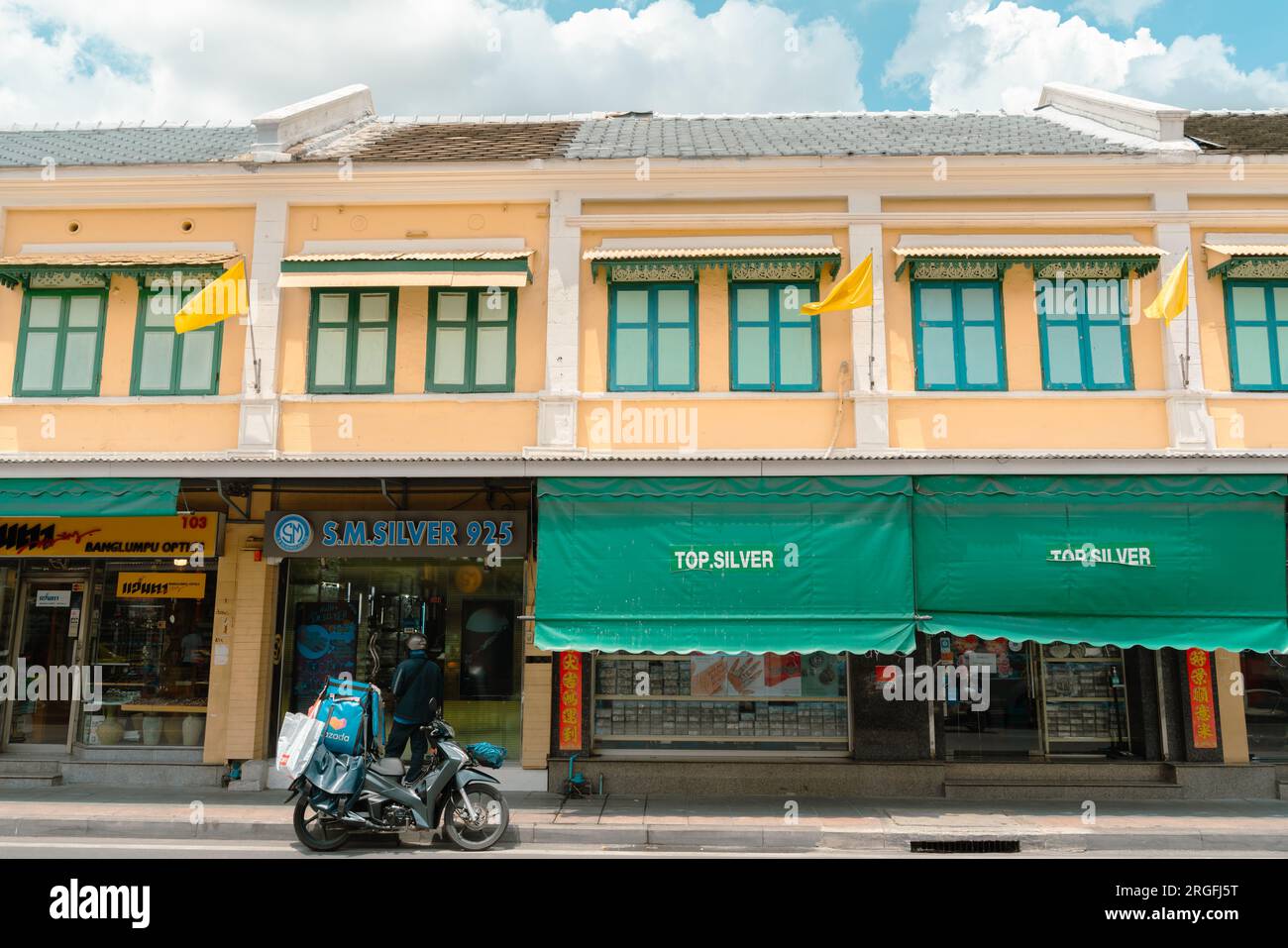 Bangkok, Thailand - June 30, 2023 : Thanon Tanao street silver market shop near Khao San Road Stock Photo