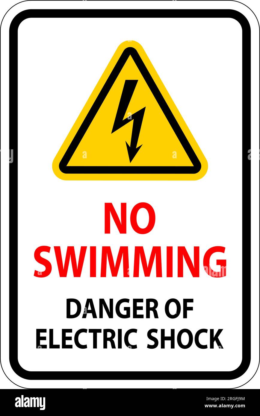 Electrical Hazard Sign No Swimming - Danger Of Electric Shock Stock Vector