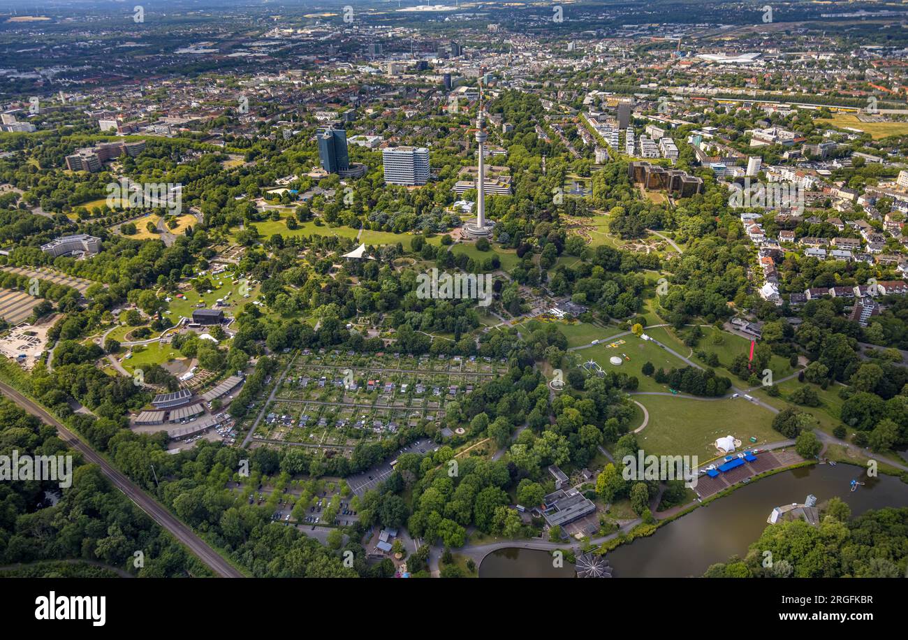 Aerial view, Westfalenpark, Florian tower, allotment garden association